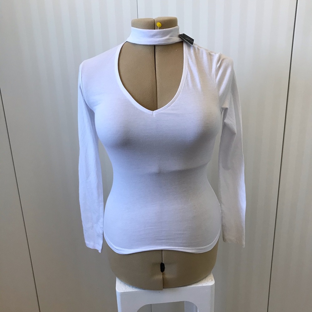 NWT Streetwear Society white neck cuff long sleeve tee Size S